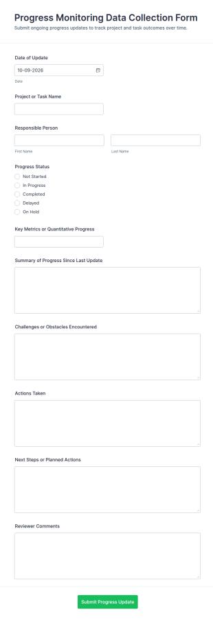 Progress Monitoring Data Collection Form Template