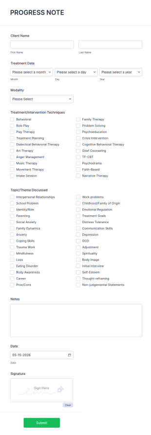 Progress Ptt Physical Therapy Progress Note Template | Jotform