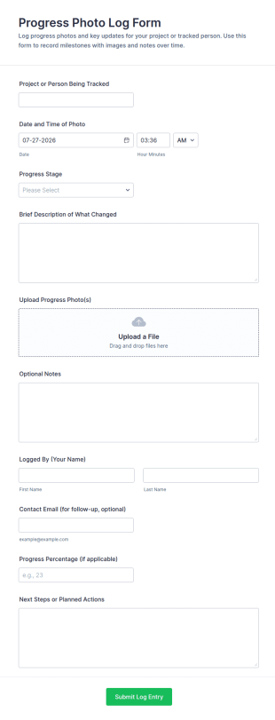 Progress Photo Log Form Template