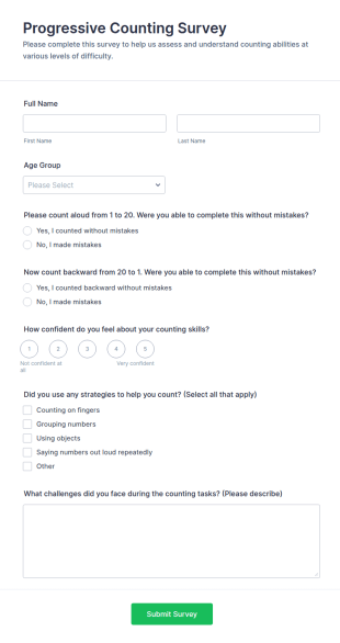 Progressive Counting Survey Form Template