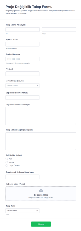 Proje Değişiklik Talep Form Şablonu