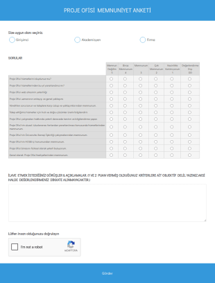 Proje Ofisi Memnuniyet Anketi Form Şablonu