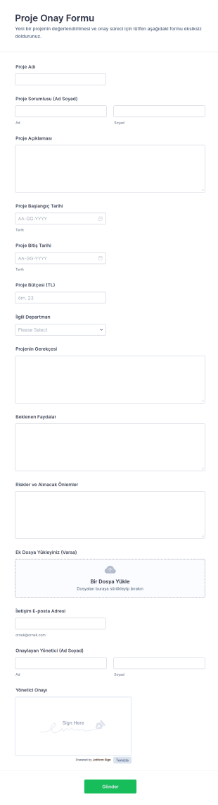 Proje Onay Form Şablonu