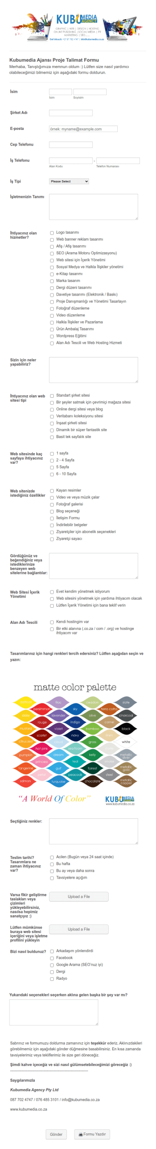 Proje Talimat Form Şablonu