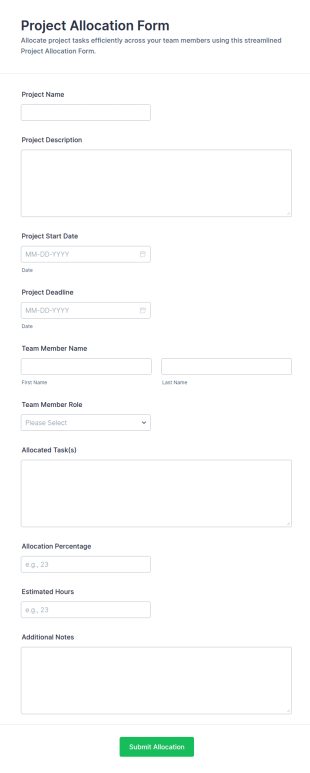 Project Allocation Form Template