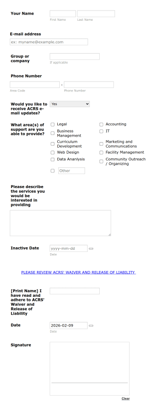 Project Based Volunteer Form Template