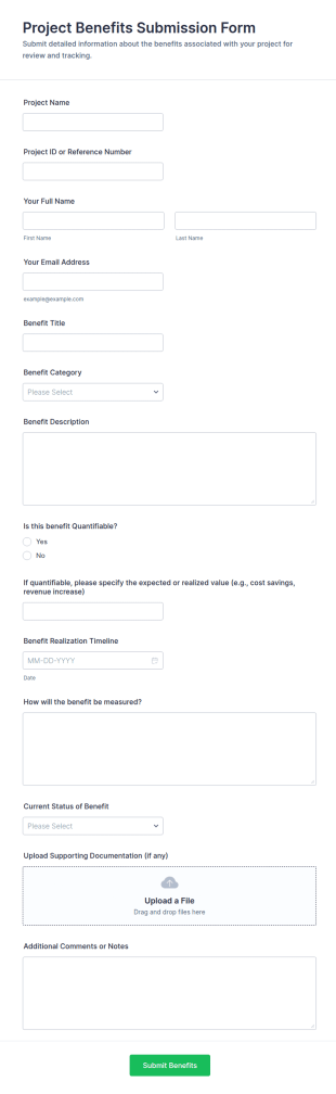 Project Benefits Submission Form Template