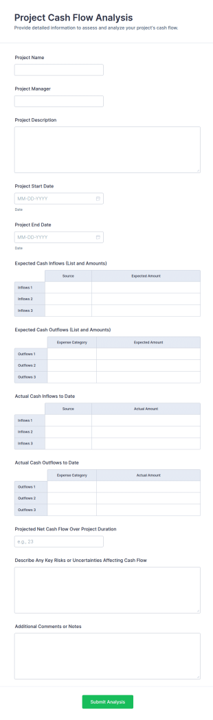 Project Cash Flow Analysis Form Template