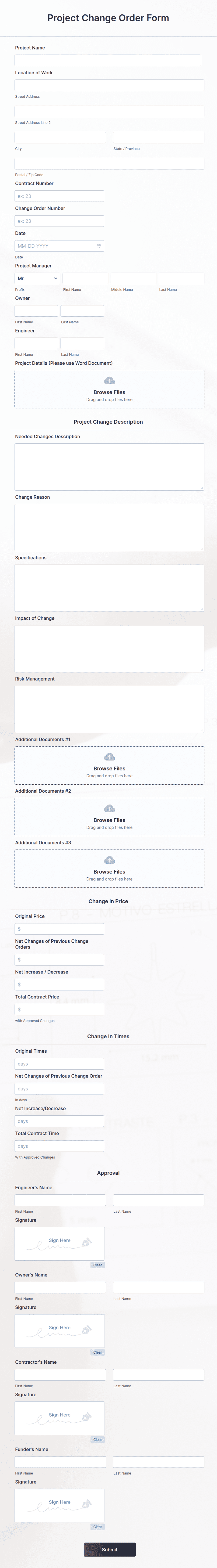Project Change Order Form Template | Jotform