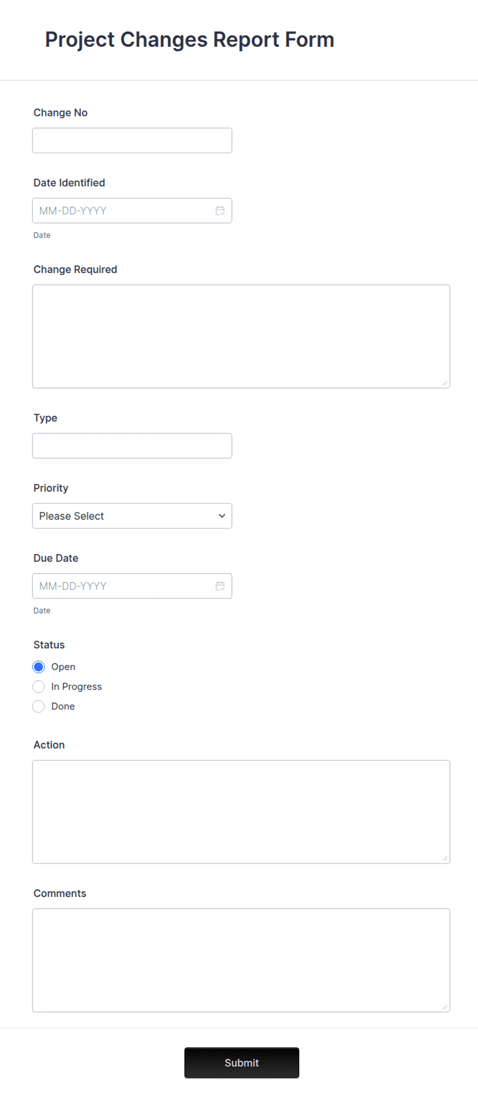 Project Changes Report Form Template | Jotform