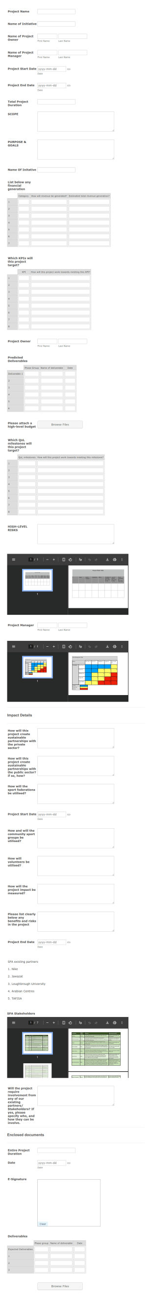 Project Charter Form Template
