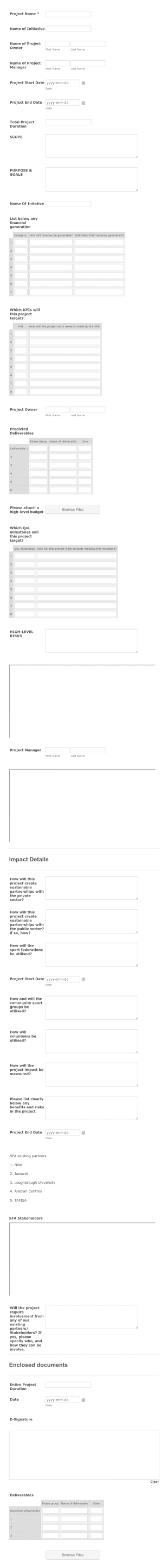 Project Charter Form Template