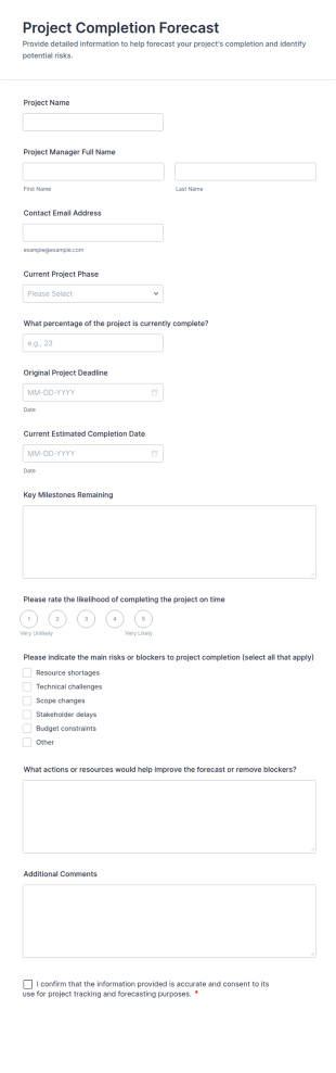 Project Completion Forecast Form Template