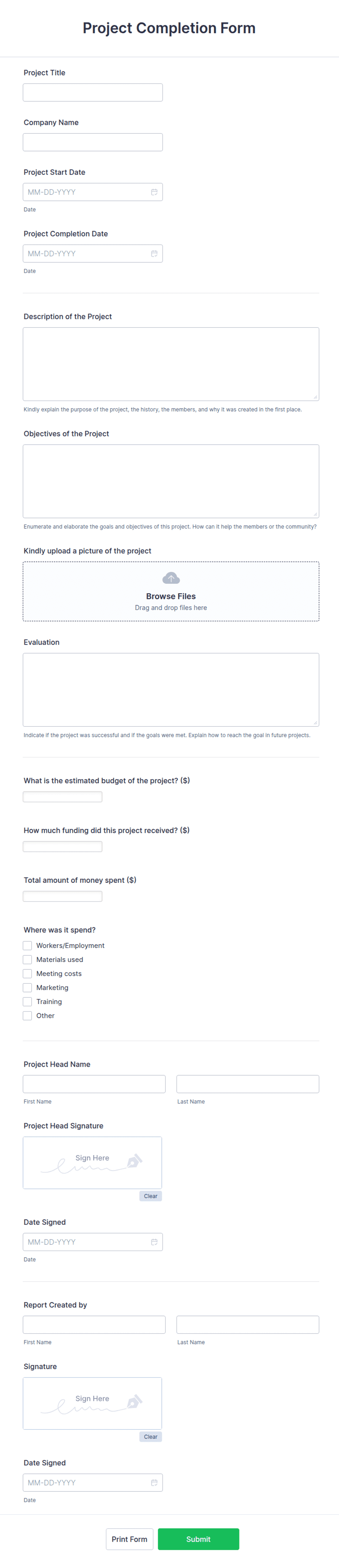 Project Completion Report Example