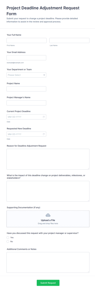 Project Deadline Adjustment Request Form Template