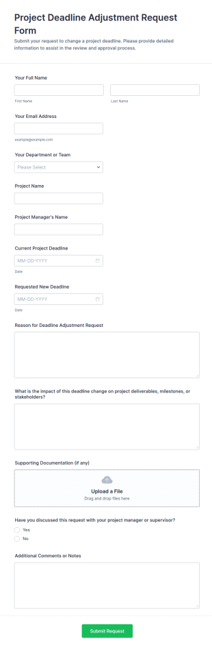 Project Deadline Adjustment Request Form Template