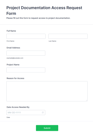 Project Documentation Access Request Form Form Template