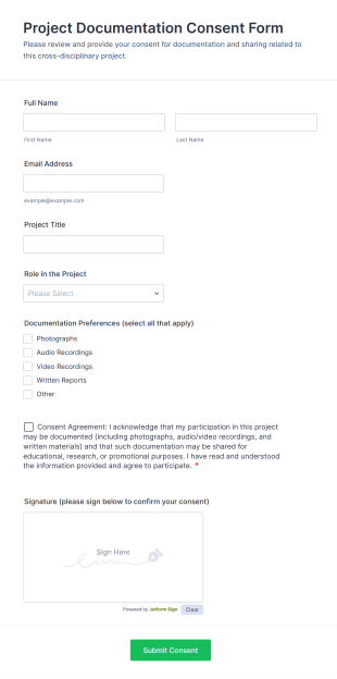 Project Documentation Consent Form Template