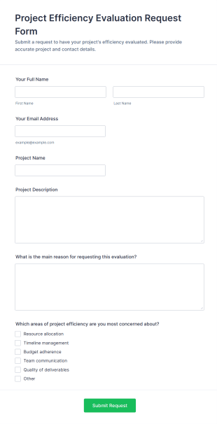 Project Efficiency Evaluation Request Form Template