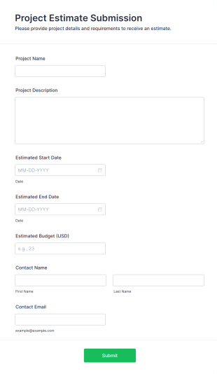 Project Estimate Submission Form Template