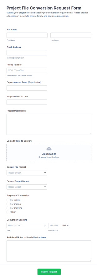 Project File Conversion Request Form Template