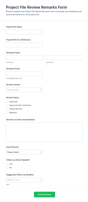 Project File Review Remarks Form Template