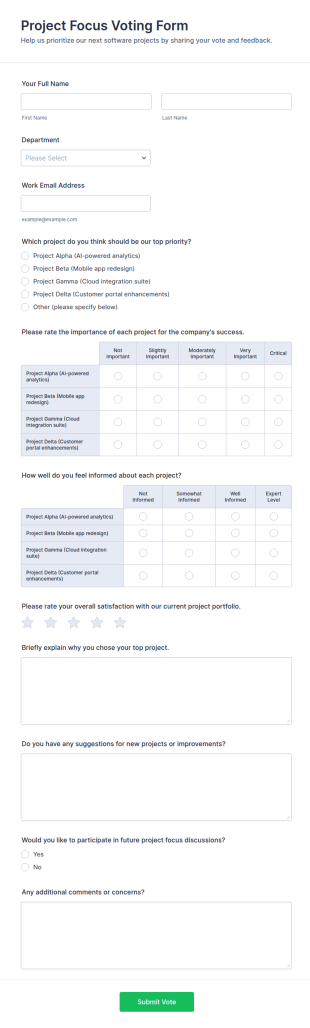 Project Focus Voting Form Template