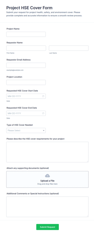 Project HSE Cover Form Template