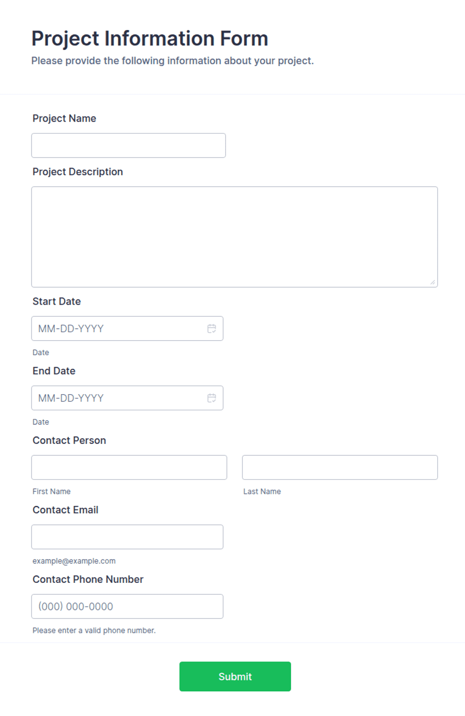 Project Information Form Template | Jotform