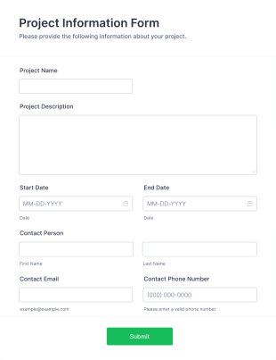 Project Information Form Template