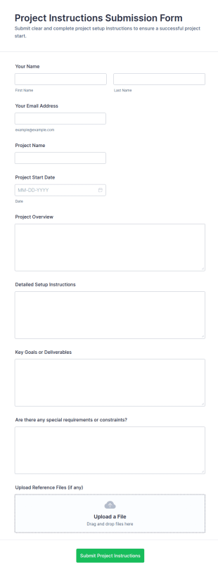 Project Instructions Submission Form Template