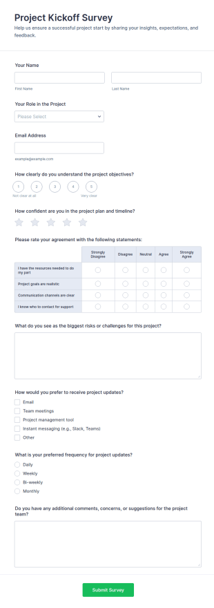 Project Kickoff Survey Form Template