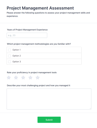 Project Management Assessment Form Template