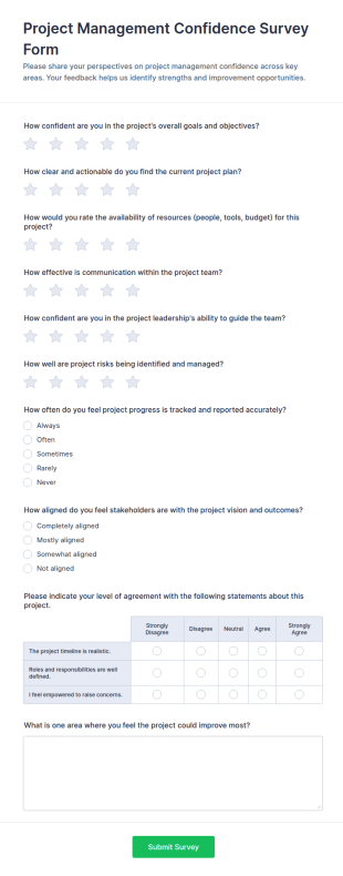 Project Management Confidence Survey Form Template
