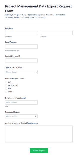Project Management Data Export Request Form Template