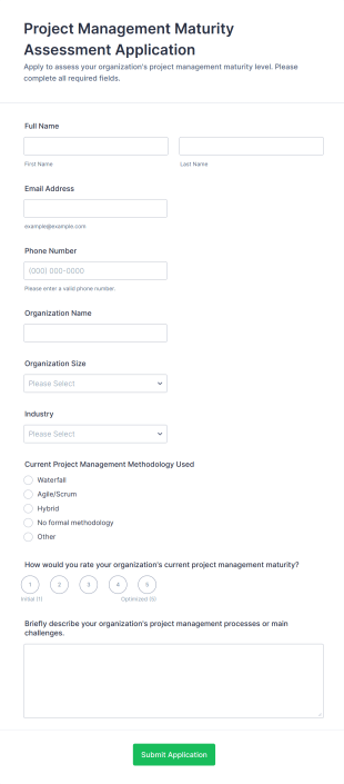 Project Management Maturity Assessment Application Form Template