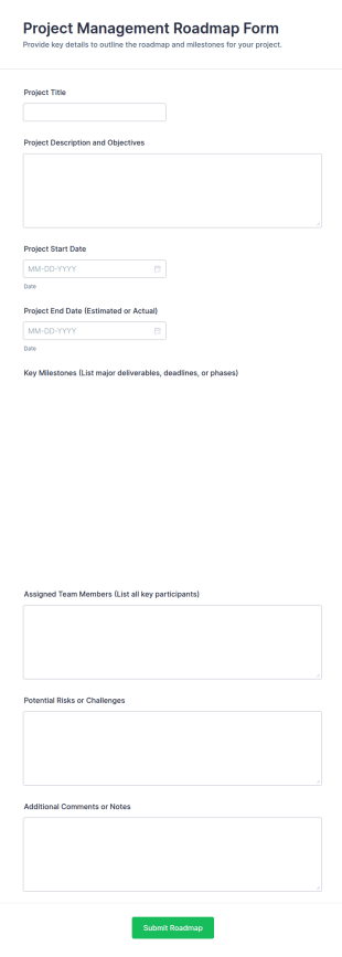 Project Management Roadmap Form Template