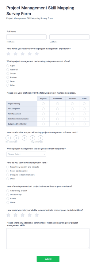Project Management Skill Mapping Survey Form Template