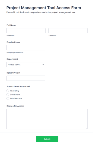 Project Management Tool Access Form Template