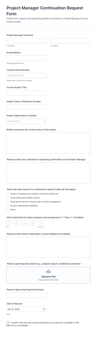 Project Manager Continuation Request Form Template
