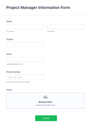 Project Manager Information Form Template