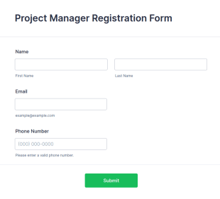 Project Manager Registration Form Template