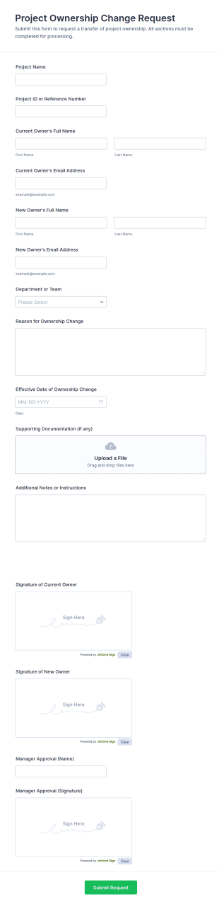 Project Ownership Change Request Form Template