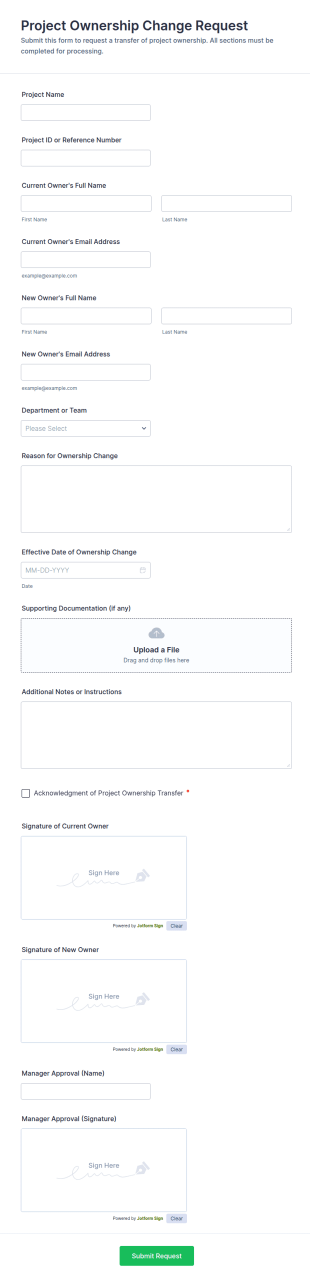 Project Ownership Change Request Form Template