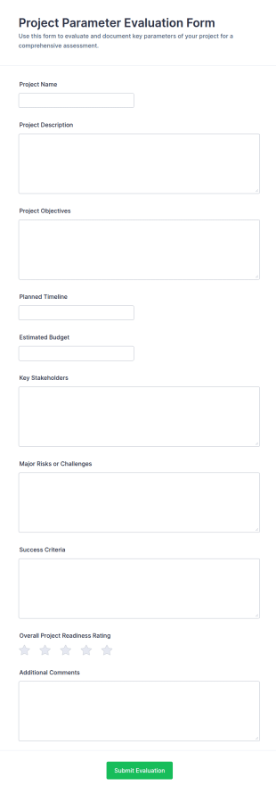 Project Parameter Evaluation Form Template
