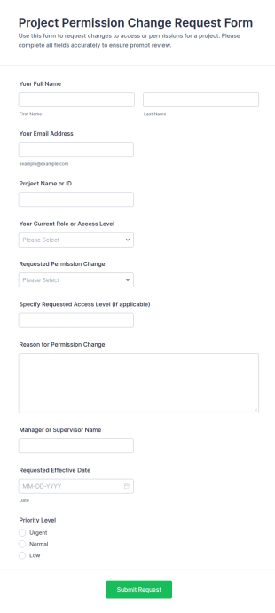 Project Permission Change Request Form Template