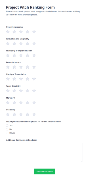 Project Pitch Ranking Form Template