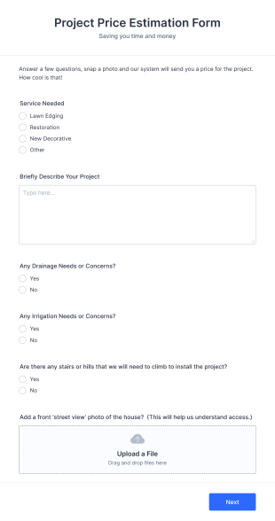 Project Price Estimation Form Template