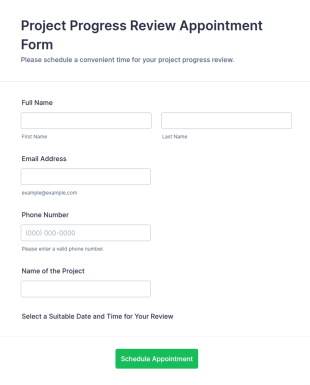 Project Progress Review Appointment Form Template