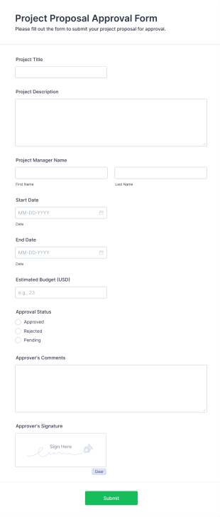 Project Proposal Approval Form Template